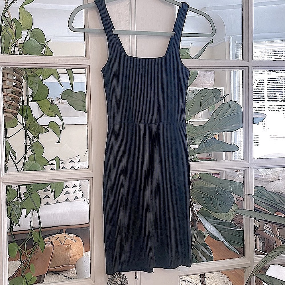 NWT Whimsy+Row square neck ribbed mini dress in black XS - Sonja